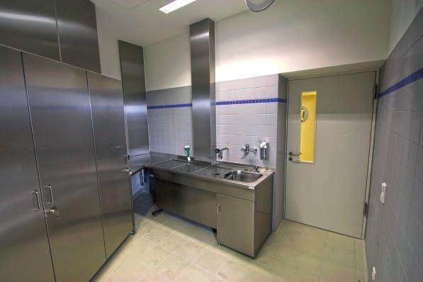 Formalin filling station made of stainless steel, (AISI 304) at the Preparation cabinet area,