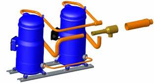 Design pipe Suction separator The suction connections of the two individual compressors are interconnected by a suction separator, which is supplied as an accessory.