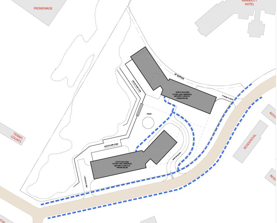 Figure 10 Proposed Multi-family Unit Pedestrian Circulation Hotel Unit Existing concrete sidewalks run along both sides of Pooks Hill Road for the entire length of the Hotel Unit s frontage.