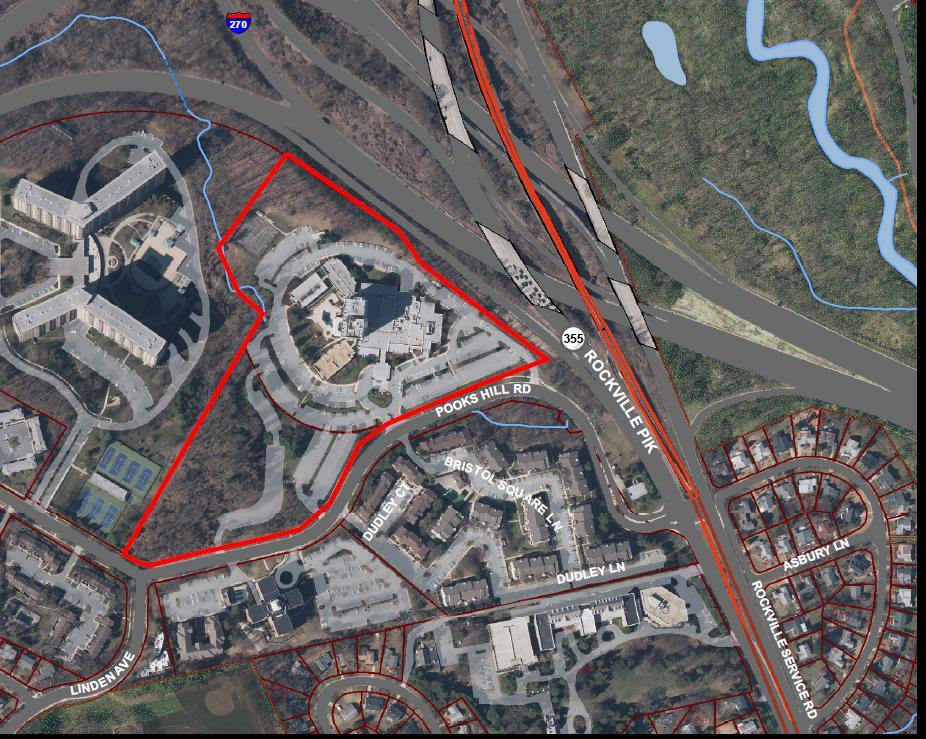 2 1 Legend 1- Multi-family Unit 2- Hotel Unit Bethesda Marriott Figure 3 Aerial View of Entire Site Site Analysis The gross tract area of the Subject Property is 19.38 acres.