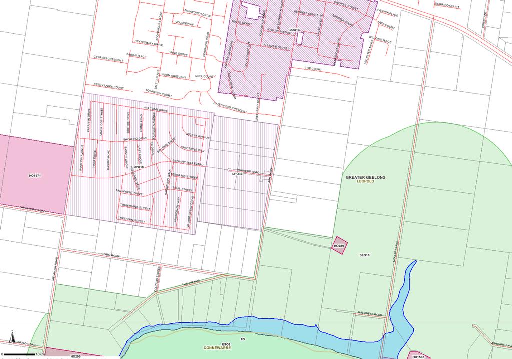 Figure 2 SLO boundaries (Source: Planning Schemes Online) 600m 200m The dimensions shown on Figure 2 have been calculated to illustrate the existing separation between Lake Connewarre and residential