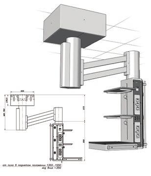 safety devices 3 boards for equipment 6 Fixing rails for additional implements 300mm each Gear control button In case the ceilings higher than 3 m an additional mounting set is required ONE-LEVER