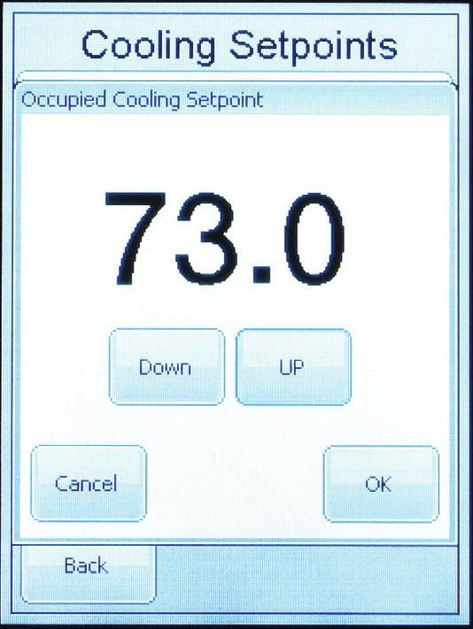 Figure 16: Setpoints Screen Press the setpoint category you wish to access. See Figure 17 for the Cooling Setpoints Screen as an example.