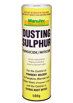 Dusting sulphur as a fungicide and Miticide, gives a high degree of control of Powdery mildew & mites