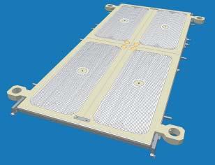 membranes fast exchange of the membranes inside the filter press possible low weight of the plate corrosion resistant PP core plate, easy to clean one piece moulded plate grid drainage made from