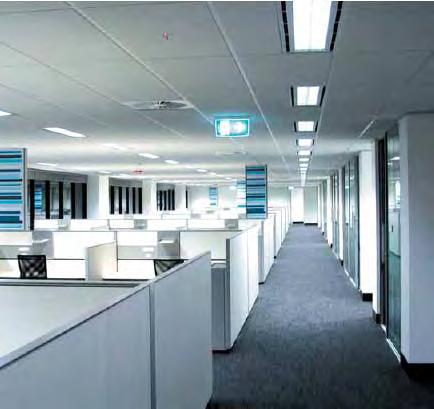 Open Plan Office Under lighting control Scheduling, lighting automatically comes on in the morning to greet arriving employees.