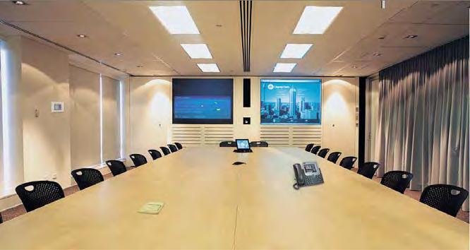 Conference Room A touch screen control allow the presenter complete access