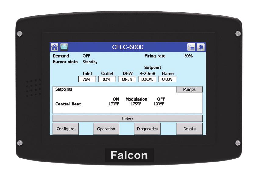 Intelligent Integrated Controls The Cleaver-Brooks Falcon is a proven boiler/burner management control that provides an intuitive operator interface featuring integrated burner sequencing, trending,