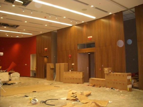 events. The main projector screen is located on the front wall of the auditorium. Visual tasks will vary depending on the function of the space.