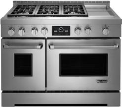 Cooking 48" Pro-Style LP Range with Griddle and Dual-Fan MultiMode True Convection System JLRP548WP 48" Dual-fan MultiMode true convection system (main oven) Two 14,000 BTU Dual-Stacked PowerBurners