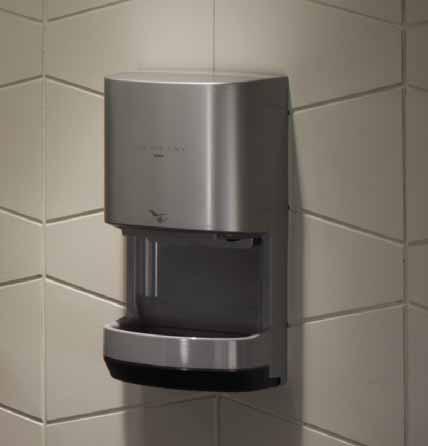 This performance reduces energy use by 25% over traditional electronic hand dryers that sometimes fail to dry hands completely.