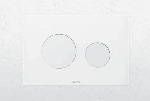 YT830 Round Push Plate - Dual Button FEATURES Push plate with dual buttons that mounts to TOTO in-wall tank system (WT151M or WT152M) MODELS YT830#WH - Glass with white buttons SPECIFICATIONS