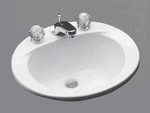 LT501 Self-Rimming Lavatory FEATURES 20" x 17" Vitreous china ADA compliant Concealed front overflow Complete with installation template and sealing compound MODELS LT501 Lavatory only with single