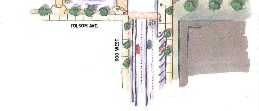 Develop Folsom Avenue between 900 West and 1000 West into a neighborhood center with commercial corners and residential development fronting the City Creek Corridor.