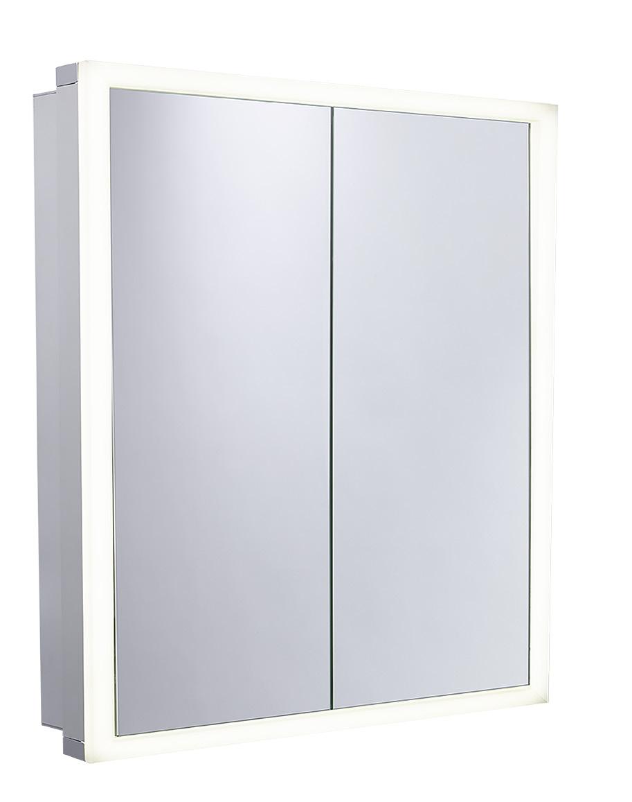 Nook Single Door Cabinet with Integrated LED Lighting Aluminium 500(w) x 700(h) x 117(d)mm 47mm depth when recessed.