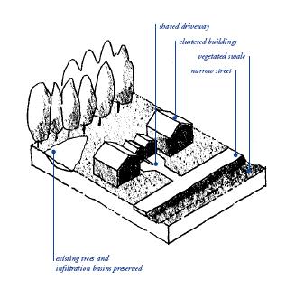 Optimize the Site Layout 3-4 Limit roofs and paving Preserve and use permeable