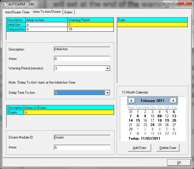 ARM/DISARM open the UDL software and click on Auto-Arm/Logic Gates button.