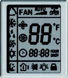 Remote Control Display, Size 09 24 3 1 MODE DISPLAY AUTO COOL DRY FAN HEAT 4 10 2 11 6 7 9 5 8 12 13 14 15 A12391 NOTE Symbols shown in this manual are for the purpose of demonstration.