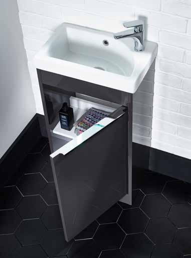 Wash At a compact 450mm width, the Sequence ceramic basin fits neatly on top of the unit.