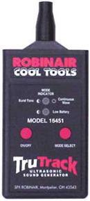 TruTrack Ultrasonic Sound Generator Model 16451 An ideal accessory for Robinair s Model 16455 Ultrasonic Leak Detector, the sound generator