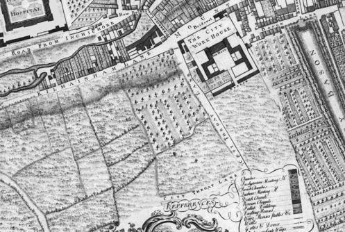 the site expanded over time to include an asylum for the insane ( Bedlam ), a bridewell and a school for the Foundling Hospital and with these changes came additional buildings. Figure 16.