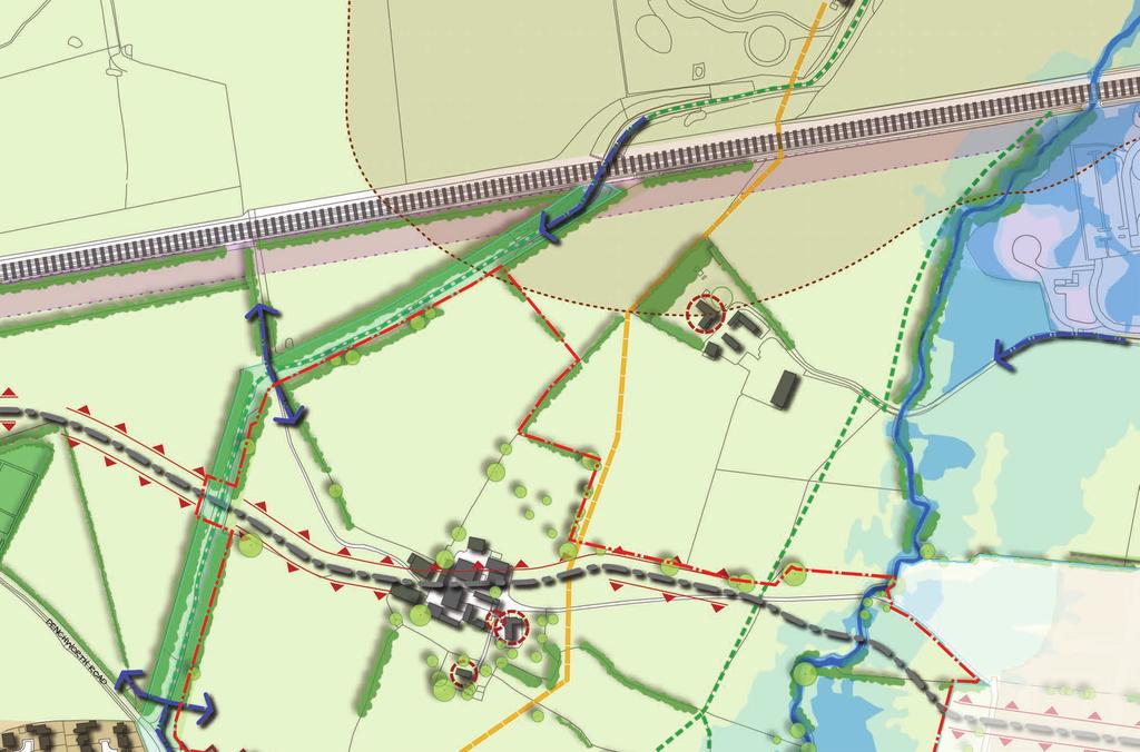 Drainage access route has been designed so that it can form part of the Grove orthern Link flows from the site will be controlled to ensure that that storm water discharges are at a Road.