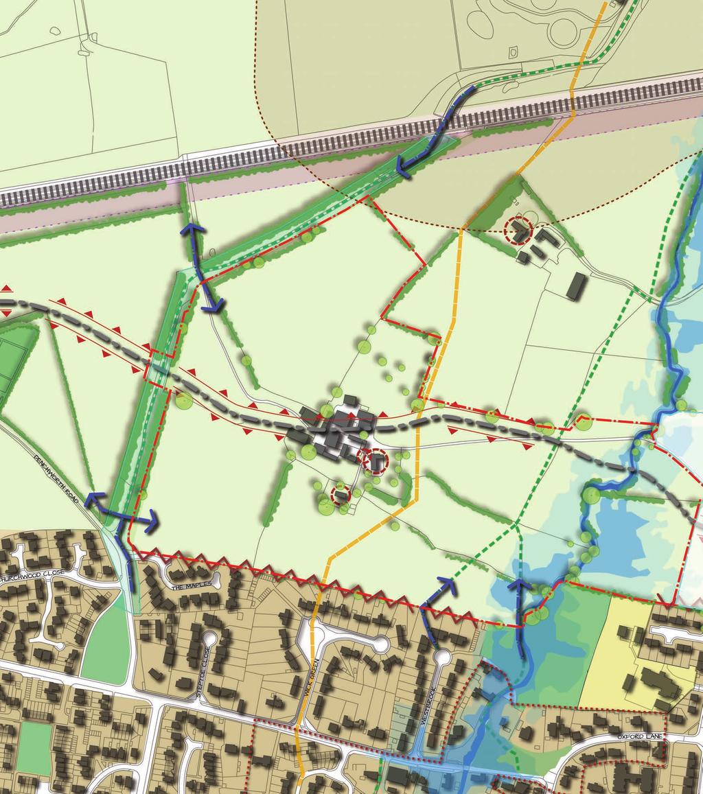 will serve all traffic generated by the development proposed and the airfield site. Foul water The link road needs to cross through the floodplain and the Letcombe Brook.