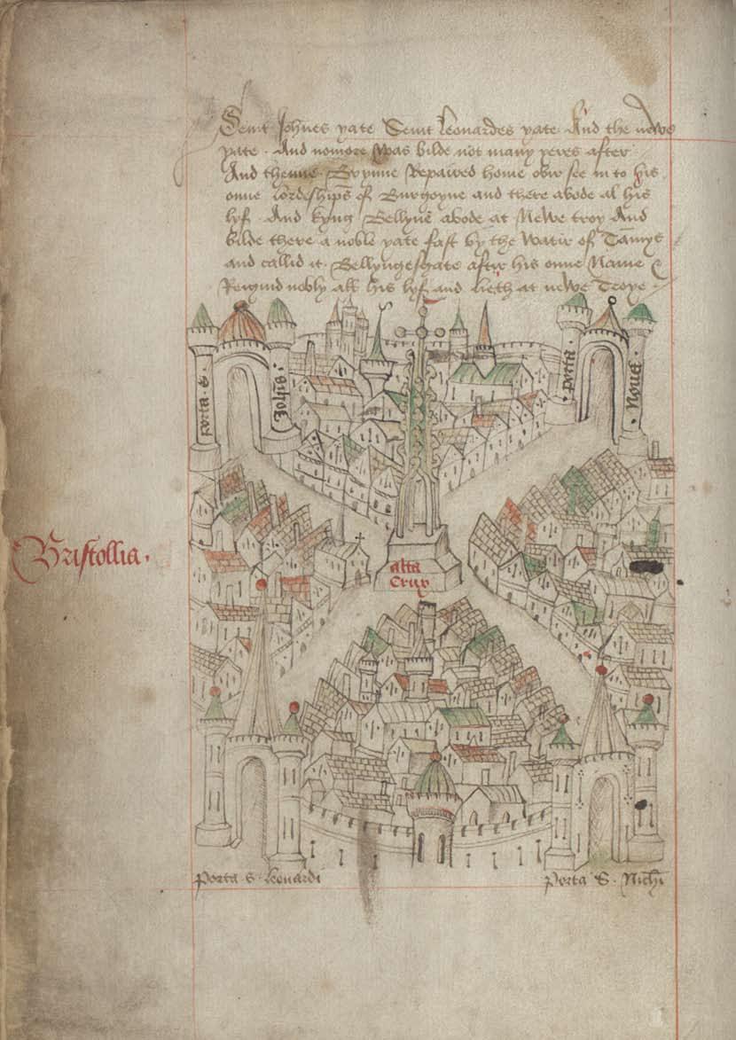 Above: Map of the city showing the High Cross from The Maire of Bristowe is Kalendar (Bristol Record
