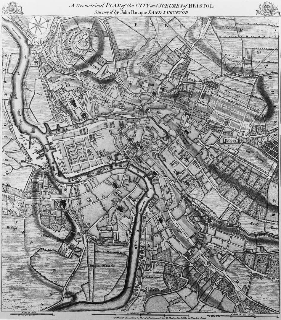 Left: James Millerd s delineation of the famous citty of Bristoll (1673), based on his