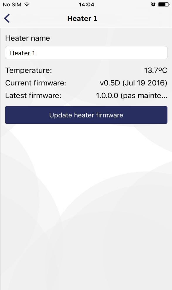 Non-editable settings of a heater: Provided numerical value of the heater s temperature;