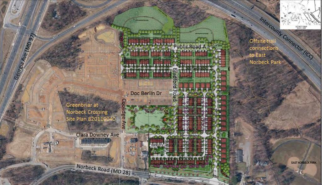 The Site Plan shows the one-family detached units along the eastern Property boundary to provide a transition to the existing lower density development to the east.