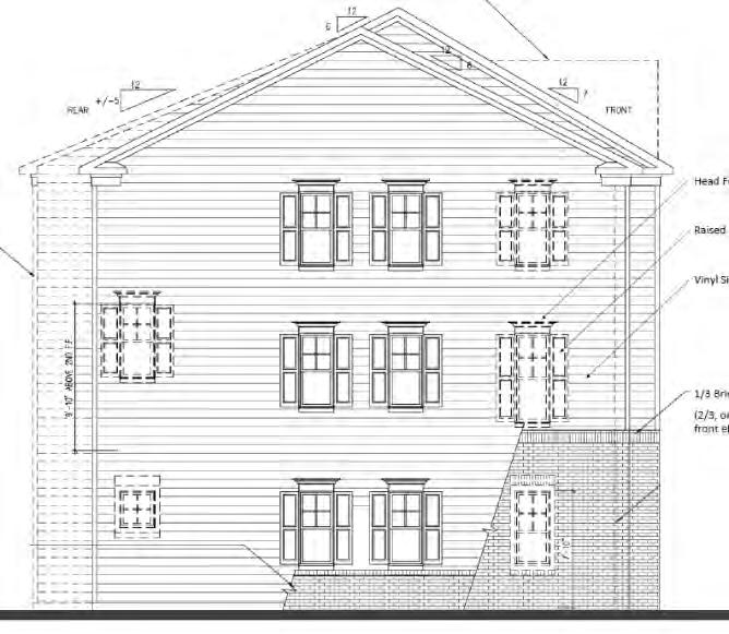 Figure 17 Side façade example of high visibility units. Figure 18 Example of architectural treatment for one-family detached units. 3.
