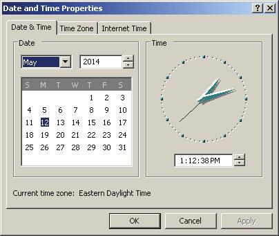 Figure 48: Date and Time Properties Window HISTORY Screens The OITS is capable of storing two types of history: trend history and alarm history.