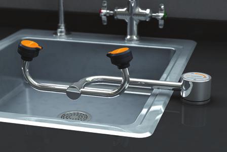 Swing-Away Eyewashes Application: Spray heads swing to operational position to activate water flow. AutoFlow units activate water flow immediately as assembly swings over sink to operational position.