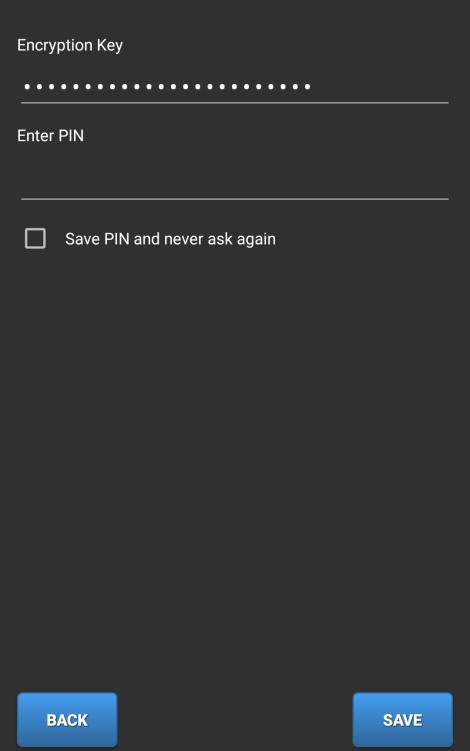 The default port number for Advisor Advanced control panel communication is 32000. Tap Next to go to PIN settings. See PIN settings below. Tap Back to go to the previous screen.