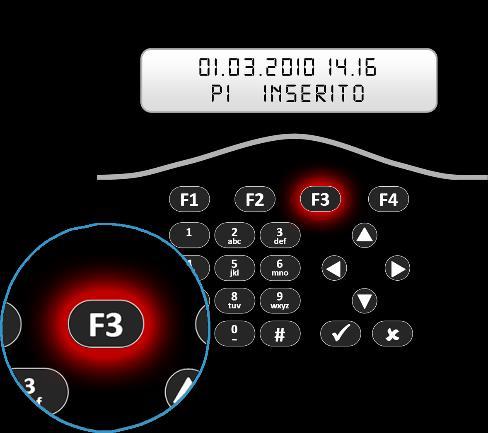 PARTIAL 2 ARMING By factory setting, the user 1 code is enabled as MASTER type and code 100000 To arm the system in PARTIAL 2: With User Code With Electronic Key 1. Press the F3 button 1.
