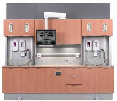 Treatment console available lengths: 42," 70" (sink on left or right) or 98" (sink on both ends).
