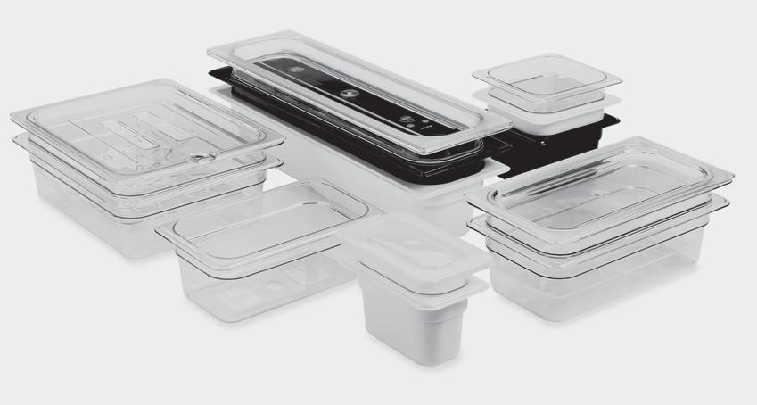 Product Solutions Camwear Polycarbonate Food Pans Use shallow pans to cool prepared foods.