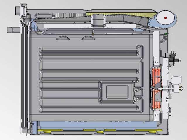 Appliance internal Air Flow: Internal fan Internal air-flow: The air is taken from the front of the baffle and forced sideways to create