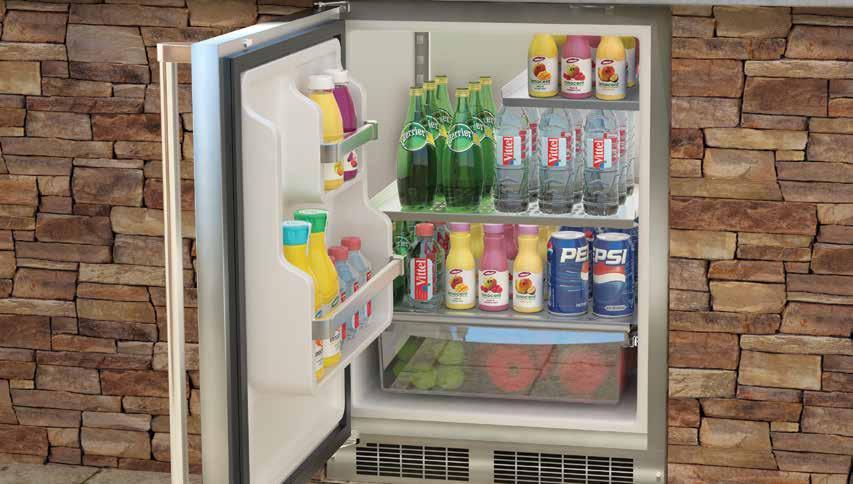 Refrigerators 24" Marvel Outdoor Refrigerator with MaxStore Utility Bin and Door Storage Model # MO24RAS2** Dynamic Cooling Technology rapidly cools and delivers the industry s most even temperature