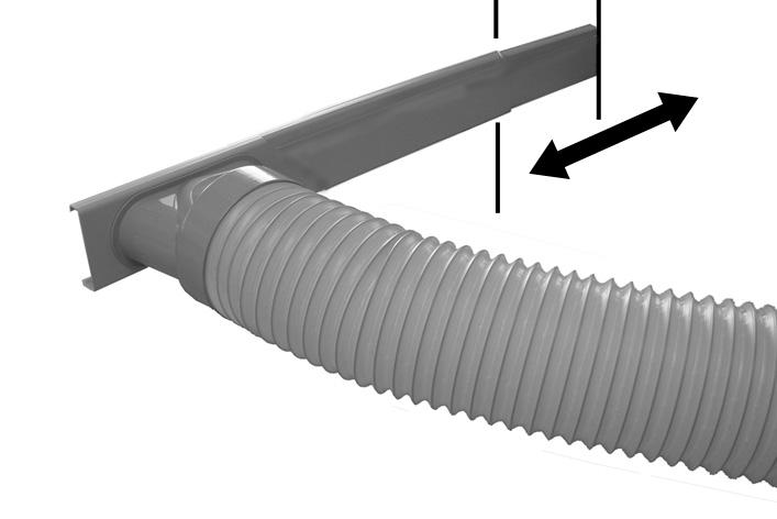 5. The flexible exhaust ducting can be bent to an angle if followed by a straight section, but tight curves and kinks must always be avoided. 6.