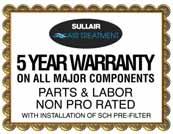 The Sullair Warranty All Inclusive Peace of Mind Warranty Sullair backs our commitment to quality with an unparalleled, non-pro-rated 5-year warranty (parts and labor) on the major components.