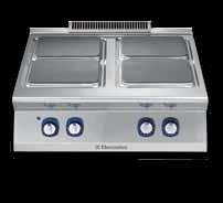 base plate (5mm cast iron for 900XP and 2mm black enamelled steel for 700XP) Oven chamber with 3 levels to accomodate GN 2/1 trays Electric oven with separate thermostats for top and bottom heating