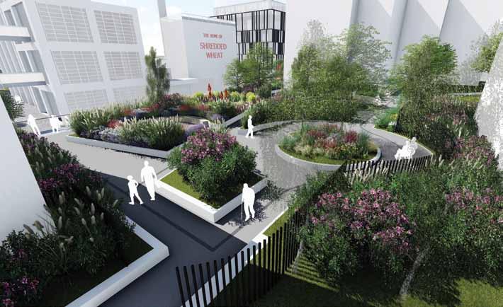 Landscaping & public realm Public open space comprises just under half of the total area and making best use of it will be fundamental to successful redevelopment.
