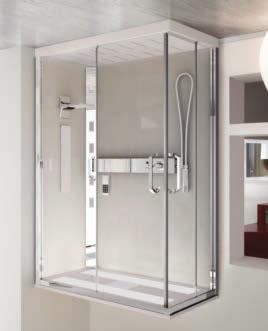 Shower Enclosures and Trays Neptune Steam Cubicle sliding door and fixed panel 8mm clear glass Chrome finish 5mm back wall glass Shower tray Waste included Neptune Quadrant Steam Cubicle sliding door