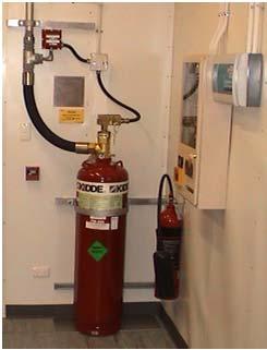 extinguishing agent that does not leave a residue upon evaporation Halocarbons (stored as liquid under