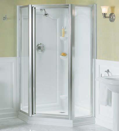 Purist Shower Door K-702013-L Brushed Nickel with Crystal Clear glass. Fairfax faucet and towel bar.