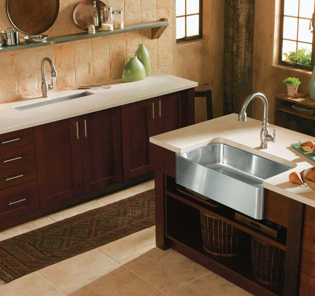 Kitchen Sinks and Faucets From professionally inspired kitchens to more traditional environments, KOHLER kitchen sinks and faucets deliver complete workspace solutions.