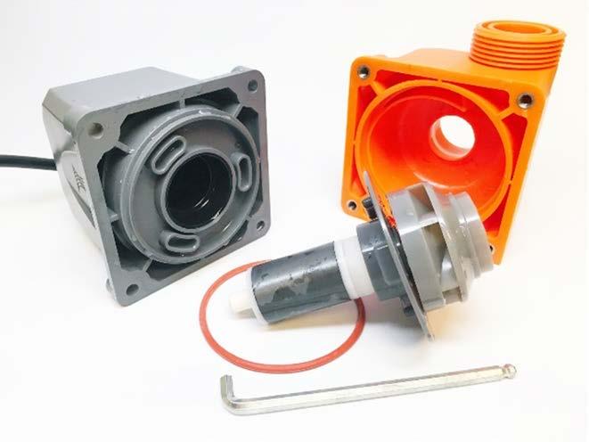 Clean the impeller assembly, the pump cavity, the volute, and the exterior of the pump case with a toothbrush or other suitable brush.