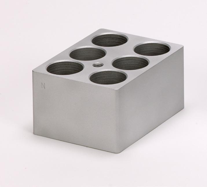 Techne Aluminium blocks For use with Techne block heaters. Manufactured from anodised aluminium and all with a separate hole to accommodate a thermometer if desired.